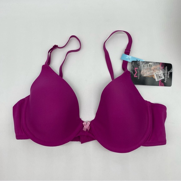 Maidenform Women's One Fab Fit T-Shirt Bra Bra, -razzleberry/glitter pink, 34C - Picture 2 of 5